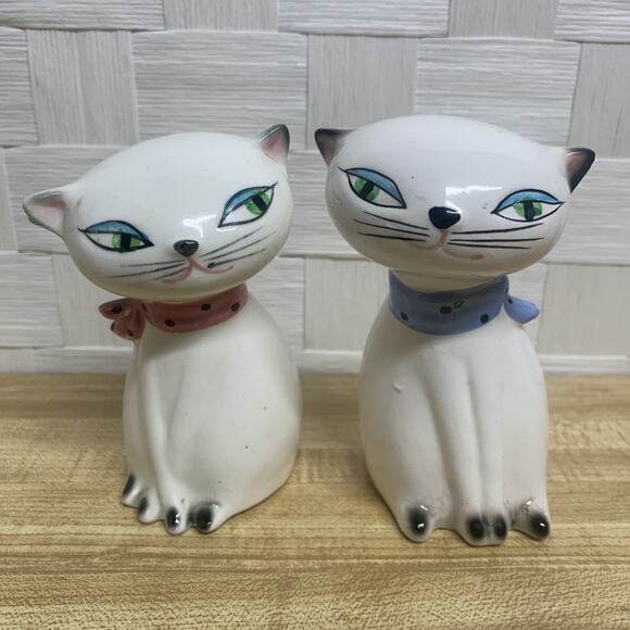 VTG Pair MCM Holt Howard Cozy Kitten Siamese Salt & Pepper Shakers 1958 Japan - Picture 1 of 11